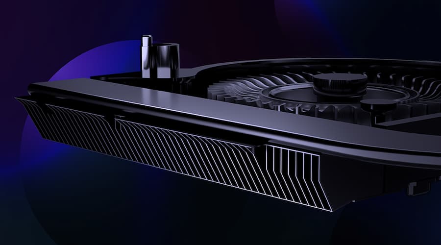 3D rendering of the fans and heatsink finstack.